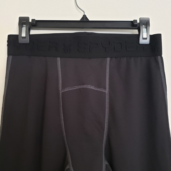 Spyder Active Mens Black Legging Tights Base Layer Banded Pro Web New Medium - Picture 7 of 13